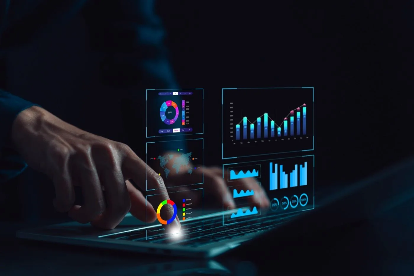 Analyst reviewing live finance dashboards